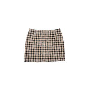 Wild Fable Women's Brown and Cream Plaid Corduroy Skirt - Size 16